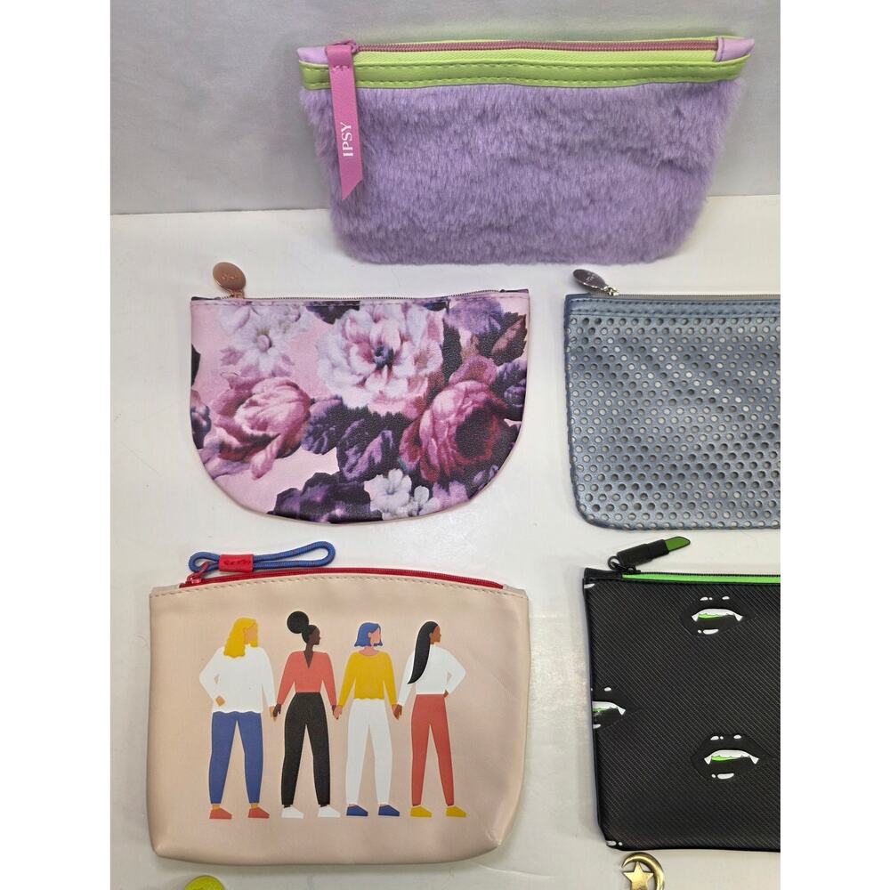 NEW Lot of 7 Ipsy Makeup Cosmetic Glam Bags Travel Zip Pouch Multi-Color Designs - Picture 2 of 8